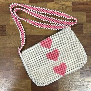 Isaac Mizrahi Heart Purse Beaded Valentines Love‎ Crossbody Bag Pearl Balletcore